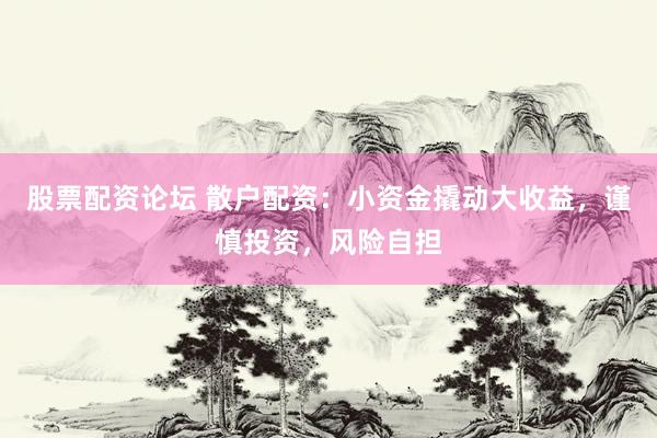 股票配资论坛 散户配资：小资金撬动大收益，谨慎投资，风险自担