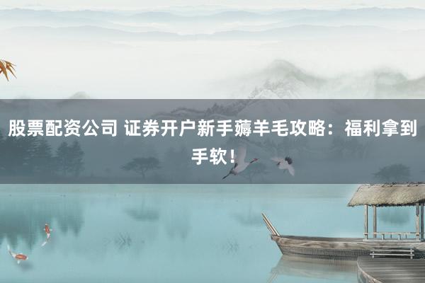 股票配资公司 证券开户新手薅羊毛攻略：福利拿到手软！