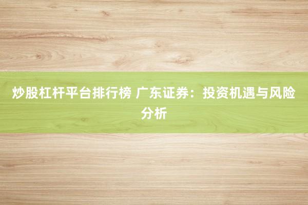 炒股杠杆平台排行榜 广东证券：投资机遇与风险分析