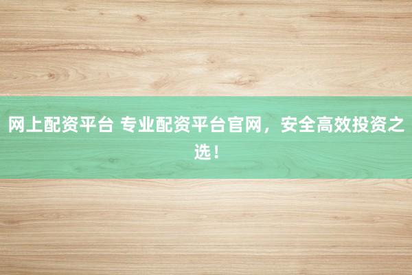 网上配资平台 专业配资平台官网，安全高效投资之选！