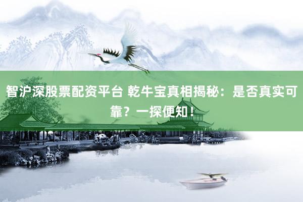 智沪深股票配资平台 乾牛宝真相揭秘：是否真实可靠？一探便知！