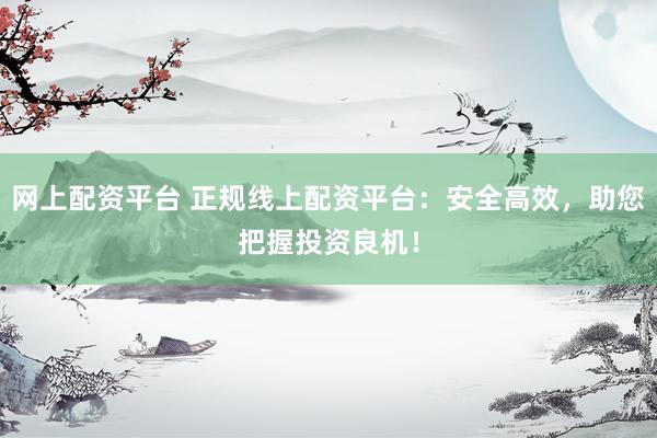 网上配资平台 正规线上配资平台：安全高效，助您把握投资良机！