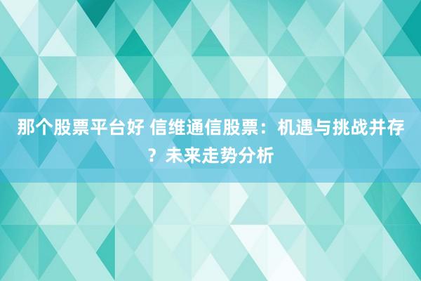 那个股票平台好 信维通信股票：机遇与挑战并存？未来走势分析