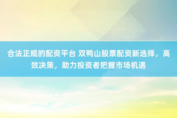 合法正规的配资平台 双鸭山股票配资新选择，高效决策，助力投资者把握市场机遇
