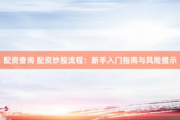 配资查询 配资炒股流程：新手入门指南与风险提示