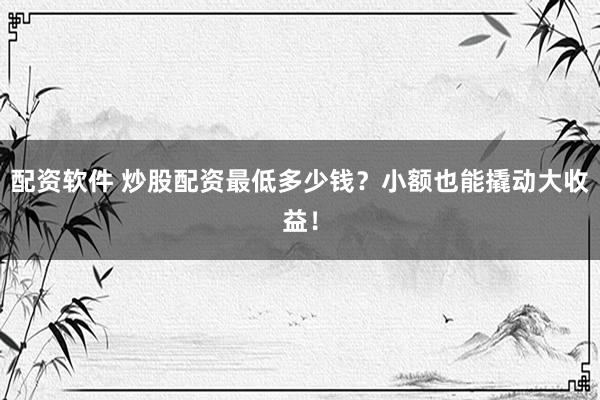 配资软件 炒股配资最低多少钱？小额也能撬动大收益！