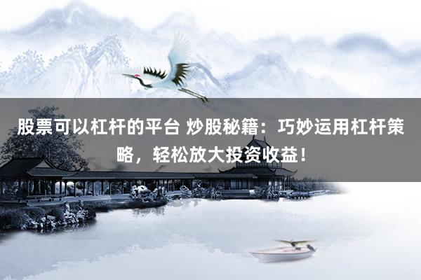股票可以杠杆的平台 炒股秘籍：巧妙运用杠杆策略，轻松放大投资收益！