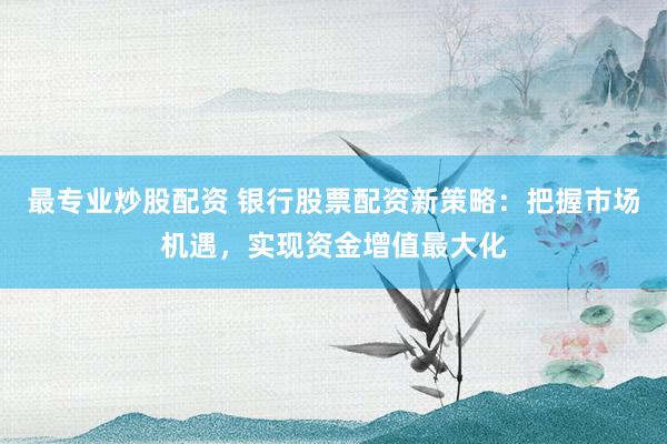 最专业炒股配资 银行股票配资新策略：把握市场机遇，实现资金增值最大化
