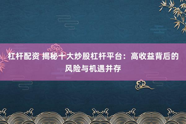 杠杆配资 揭秘十大炒股杠杆平台：高收益背后的风险与机遇并存