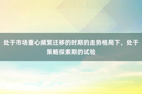 处于市场重心频繁迁移的时期的走势格局下，处于策略探索期的试验