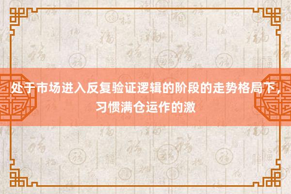 处于市场进入反复验证逻辑的阶段的走势格局下,习惯满仓运作的激