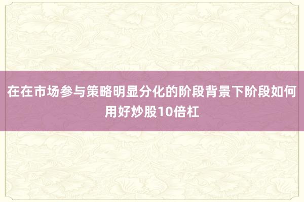 在在市场参与策略明显分化的阶段背景下阶段如何用好炒股10倍杠