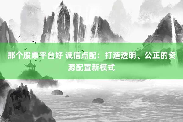 那个股票平台好 诚信点配：打造透明、公正的资源配置新模式